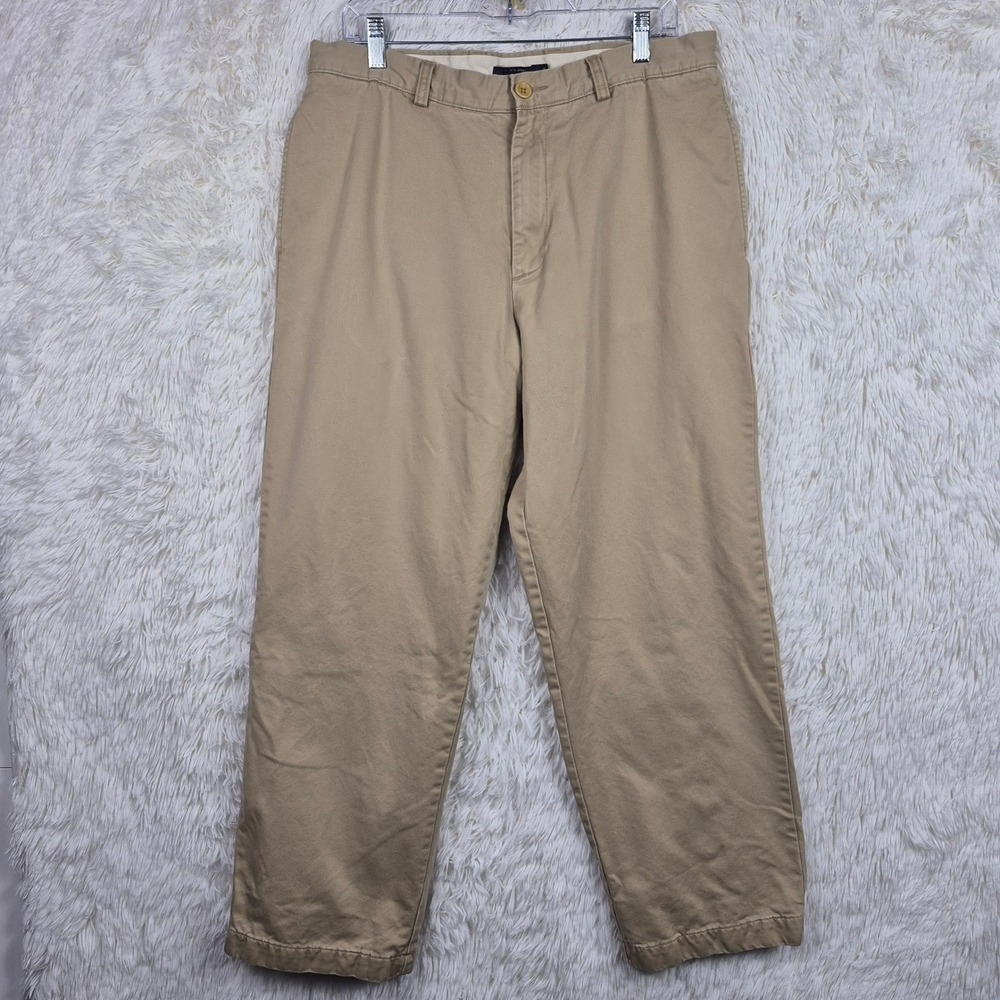 J.Crew Mens Chino Pants Khaki Tan Plaid Flannel Lined Cotton Twill 34x30 Preppy